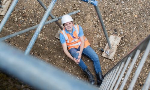 Construction Worker Falling Off Ladder And Injuring Leg